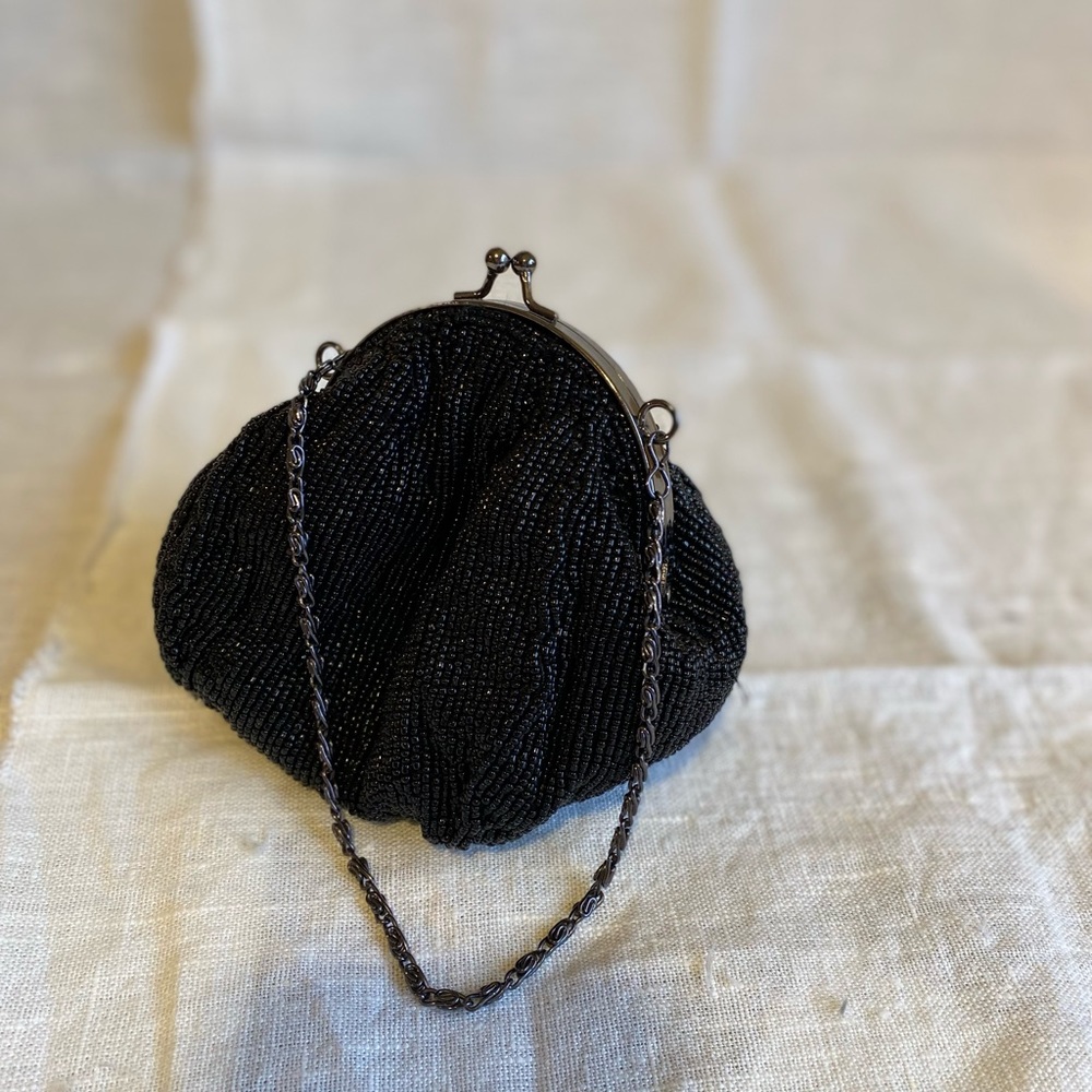 Black beaded evening bag